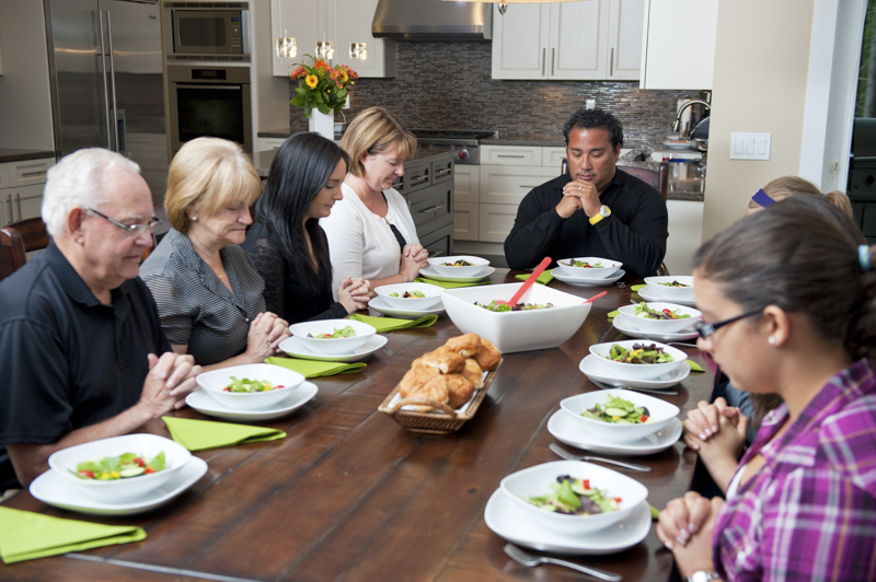 Family eating dinner